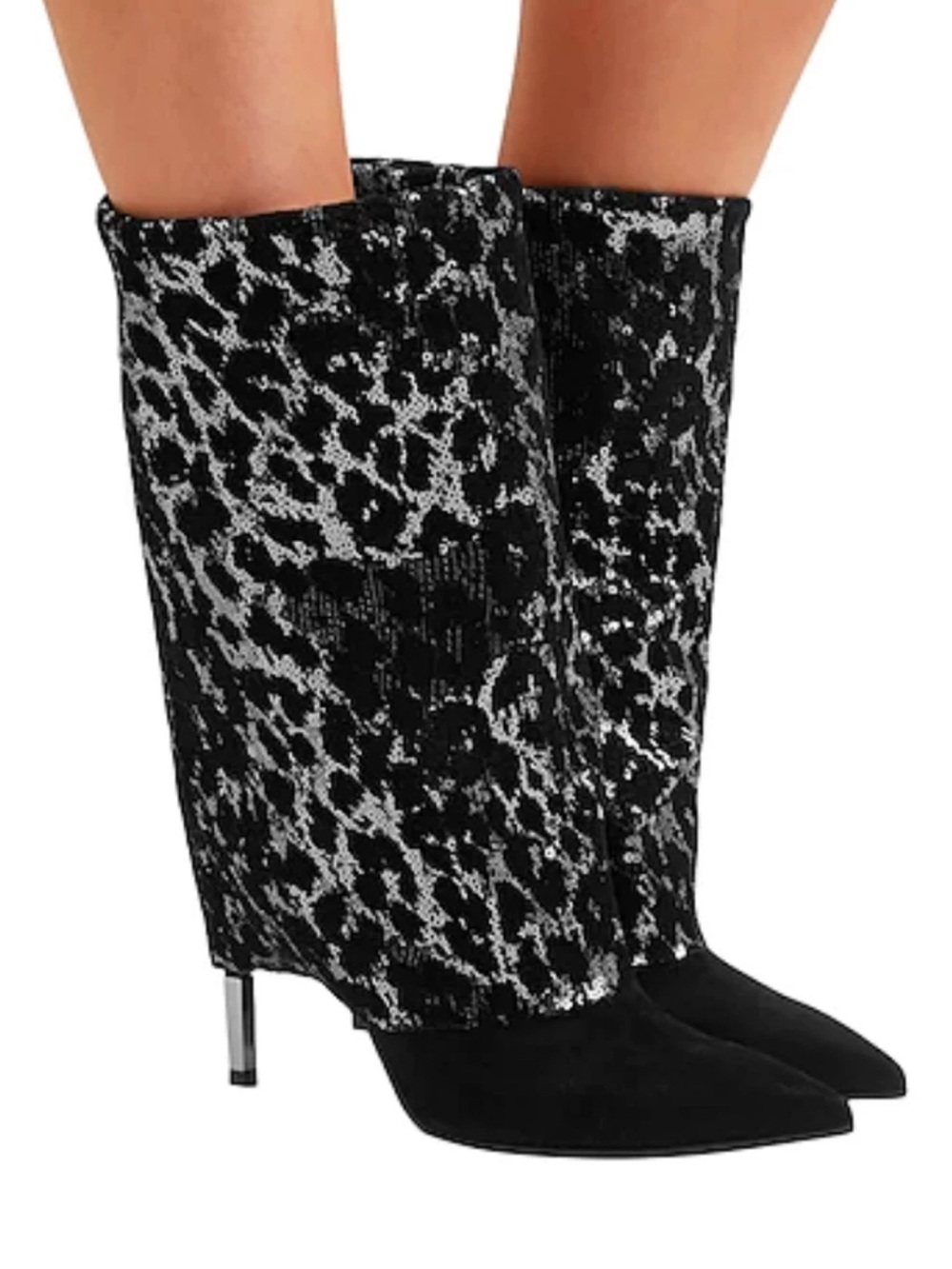 BALMAIN Paris France Boots BABETTE Sequin Leopard 38.5 - Picture 2 of 5